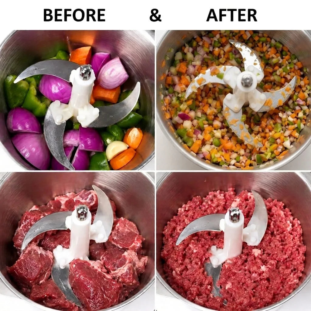 3L Heavy-Duty Electric Food Chopper | Stainless Steel Series | 2 Speed Levels